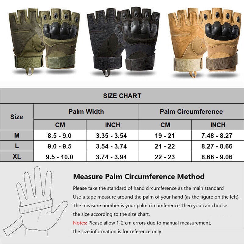 Picture of Motorcycle Military Grade Half Finger Army Green/Black - Hand Gloves For Bike