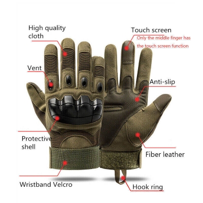 Picture of High-Quality Full Finger Motorcycle Riding Gloves with Touchscreen, Anti-Slip, Protective Shell, and Velcro Wristband - Sizes M/L/XL