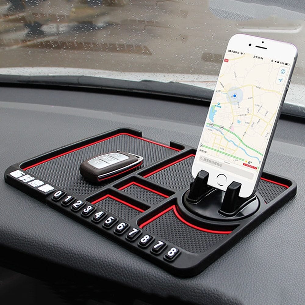 Picture of Multifunctional Car Anti-Slip Mat. Non Slip Sticky Anti Slide Dash Phone Holder. Mount Silicone Dashboard Car Pad Mat 4 IN 1