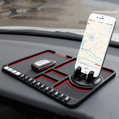 Picture of Multifunctional Car Anti-Slip Mat. Non Slip Sticky Anti Slide Dash Phone Holder. Mount Silicone Dashboard Car Pad Mat 4 IN 1