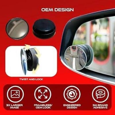 Picture of 3R Flexible 360 degree Adjustable 2 Way Blind Spot Mirror Round Shape Convex Side Rear View Mirror Universal for All The Cars, Bikes & Other Vehicles