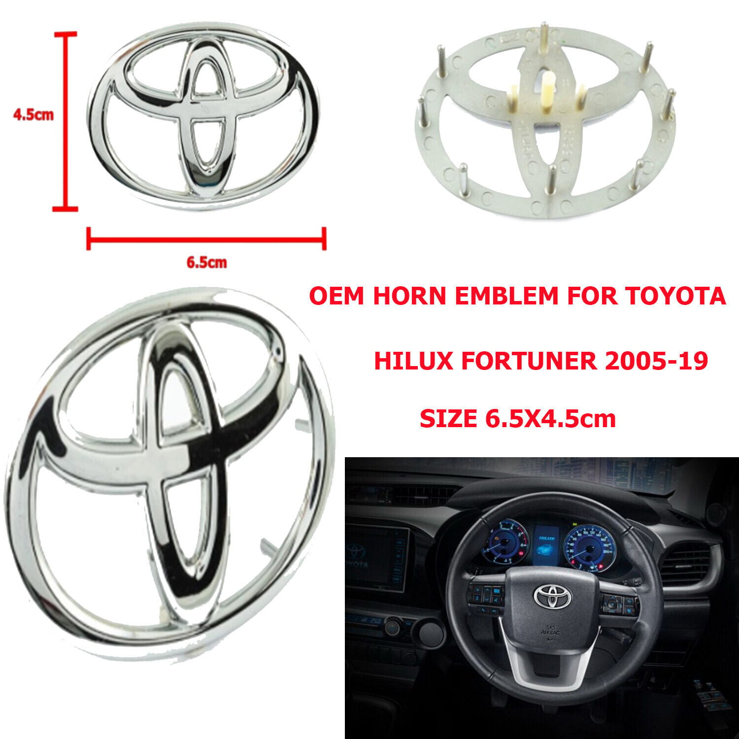 Picture of Steering Wheel Bagde Emblem For Toyota
