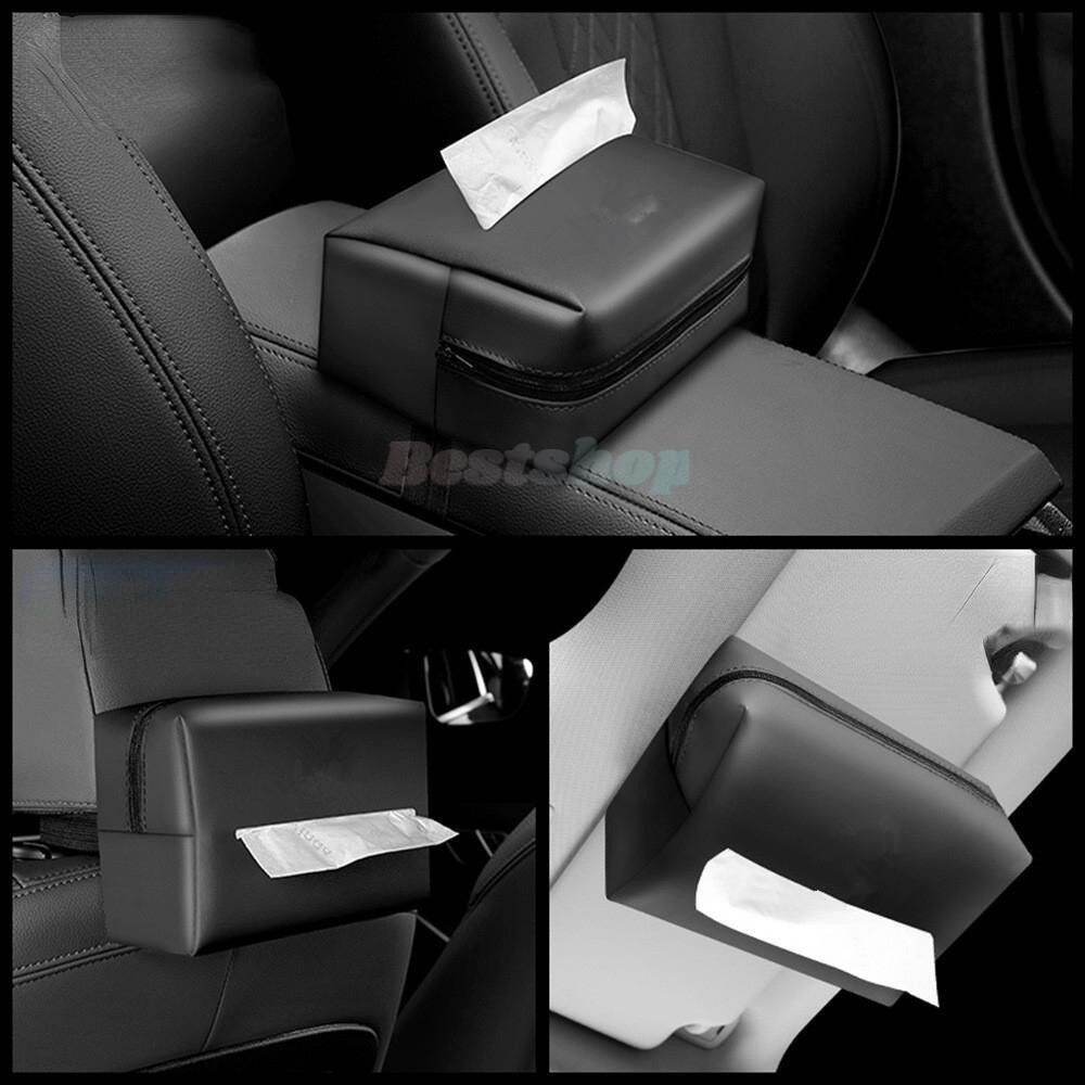 Picture of 1Pcs Car Tissue Box Towel Sets Car Sun Visor Napkins Tissue Boxes Holder Auto Interior Storage Bag Decoration Car Accessories - Black