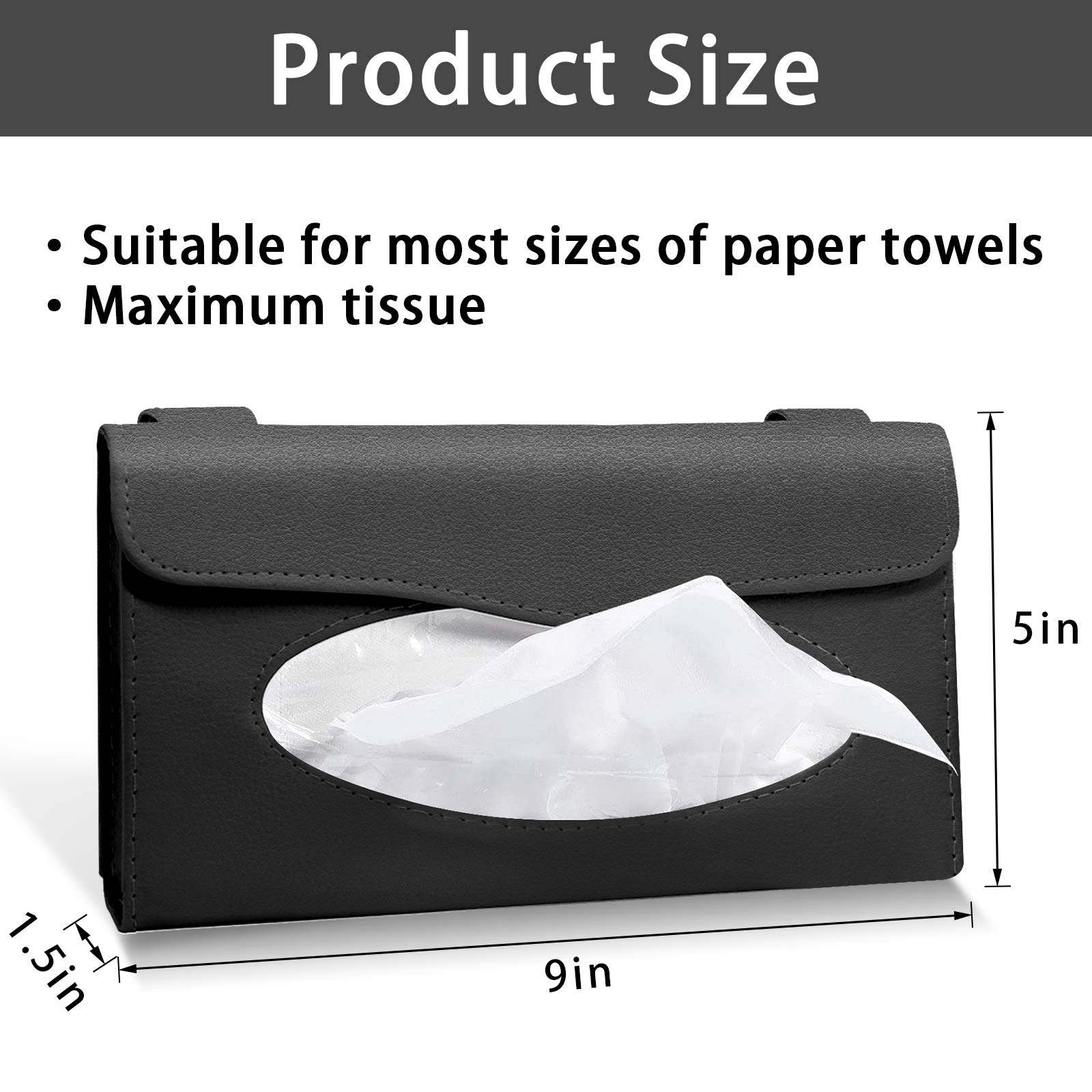 Picture of 1Pcs Car Tissue Box Towel Sets Car Sun Visor Napkins Tissue Boxes Holder Auto Interior Storage Bag Decoration Car Accessories - Black