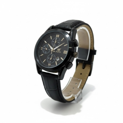 Picture of Luxury Men’s Chronograph Watch Featuring Black Dial with Luminous Hands Genuine Leather Strap Waterproof Quartz Movement Casual Business Wristwatch for Men Seeking Elegant Style and Precision Timekeeping Performance for Daily Wear.-Black