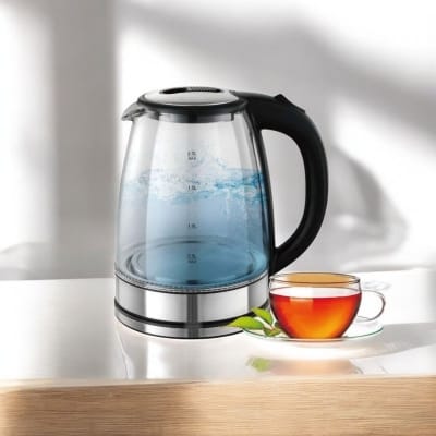 Picture of 1.8L Electric Smart Glass Water Kettle – 1850-2200W, 220V, 50Hz – Durable Glass Tea Maker, Fast Boil, Modern Design, Multiple Color Options, Ideal Home Appliance for Tea, Coffee, and Hot Water (1 Pc)-Multicolor