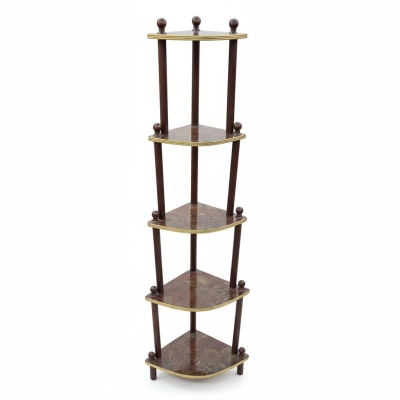 Picture of Premium 5-Layer Partex Corner Shelf for Home Decoration with Golden Border | Buy this stylish wooden floor-standing book shelf and multipurpose corner rack for living room and bedroom storage in Bangladesh.-Multicolor