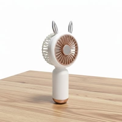 Picture of Cute Rabbit Ear Portable Mini Fan USB Rechargeable Handheld Personal Cooling Fan for Students Office Travel Outdoor Use Lightweight Compact Desk Fan with Multiple Speed Settings for Summer Heat Relief.-Multicolor