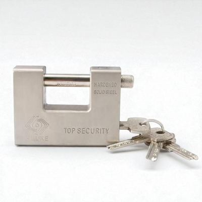 Picture of Trus-Lock 94mm Top Security Padlock – Hardened Solid Steel Heavy-Duty Lock with Anti-Cut Shackle, Weather Resistant Design, 5 Computer-Cut Keys for Industrial, Gate, Warehouse, and Garage Door Security 4 key including-Silver