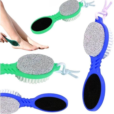 Picture of 4 In 1 Foot File With Pedicure And Manicure Brush Multi Use Pedicure Paddle Brush(Cleanse, Scrub, File And Buff Multicolor-Multicolor