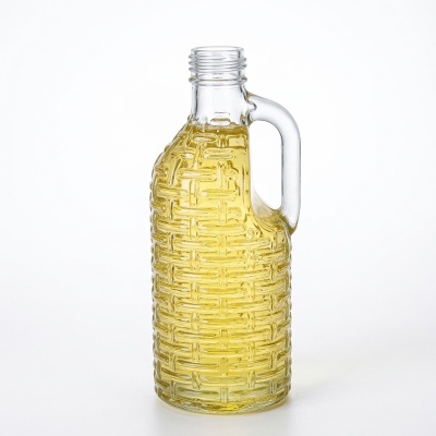 Picture of Convenient 1000ml Textured Glass Beverage Bottle, Handle Included, Spill-Proof Stainless Steel Screw Lid – Optimal for Juices, Water, Gym & Office Use.-Multicolor