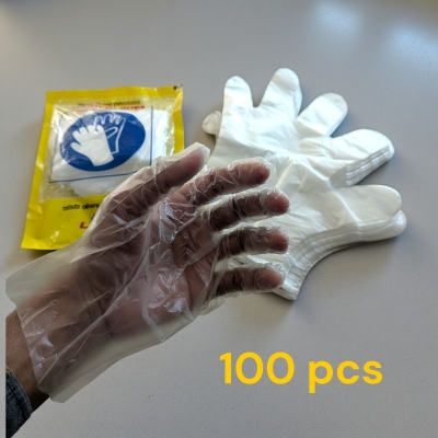 Picture of Provitty Disposable Food-Grade Polyethylene (PE) Gloves - 100 Pieces-White