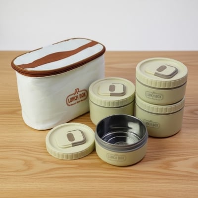 Picture of Lunch Box 4-Layer Stackable Bento Set: Durable, Food-Grade Plastic Containers with Stainless Steel Inner, Portable Thermal Bag Included for Healthy School & Office Meals, Hygienic Smart Food Storage Solution in Bangladesh-Multicolor