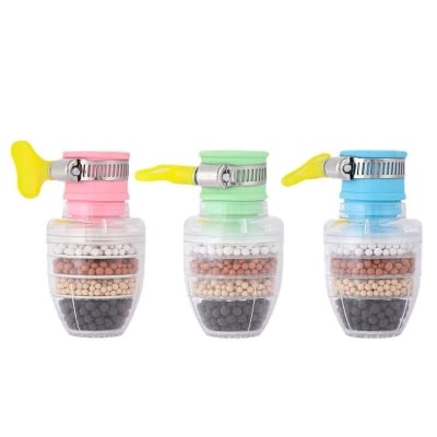 Picture of 3pcs Faucet Tap Water Purifier – 6-Layer Kitchen Filter with Coconut Charcoal, Activated Carbon, and Medical Stone – Multi Color – Countertop Design – PS+PVC Material – For Municipal Water Use-Multicolor