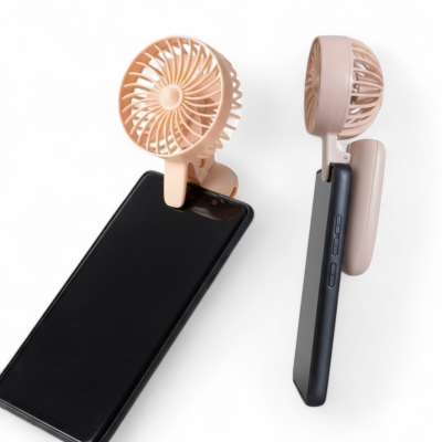 Picture of Portable USB rechargeable mini handheld fan for mobile phones and laptops featuring a compact design quiet operation three adjustable speed modes and a stable clip for hands-free cooling during travel or work.-Multicolor