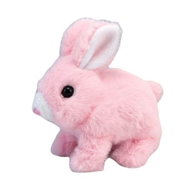 Picture of Children's Simulation Electric Cartoon Toy Rabbit Plush Doll Daily Small Animal Solid Color Battery Type-Multicolor