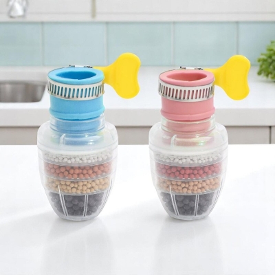 Picture of 2pcs Kitchen Water Filter – 6-Layer Faucet Tap Purifier with Coconut Charcoal, Medical Stone, Activated Carbon – Faucet-Mounted Design – PS+PVC Material – Multi Color – Countertop Water Purifier System-Multicolor