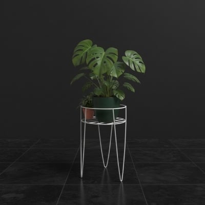 Picture of Modern White Metal Round Plant Stand and Flower Pot Holder for Indoor and Outdoor Home Decor, Durable Iron Garden Display Rack with Stylish Hairpin Legs, Perfect for Living Room and Balcony Decoration-Multicolor