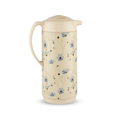 Picture of Elegant 1.8L Stainless Steel Vacuum Flask Featuring Beautiful Floral Pattern and Glass Refill Inner Insulation Available in Silver and Black Colors Perfect for Keeping Coffee and Tea Hot for Many Hours.-Multicolor
