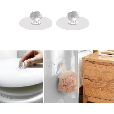 Picture of 4pcs Cabinet Drawer Pull Knobs ,Self Adhesive Diamond Crystal Pulls Handles Knobs for Kitchen Cabinets Home,No Drilling, Window,Wardrobe,Commode Cupboard-White