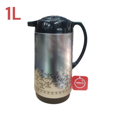 Picture of Marco 1L Flask - Double Wall Insulation, Leak-Proof, Stylish Silver Body, High-Quality Glass Refill, Eco-Friendly, Keeps Beverages Hot or Cold for 12-24 Hours, Portable, Plastic Handle Included-Multicolor