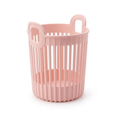 Picture of Small Round Slatted Wastebasket for Office or Home
Durable PP Plastic Mini Trash Can, 8.5 cm Base with handle-Multicolor