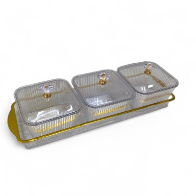 Picture of Multifunctional Dessert, Nut, and Candy Dish Set on Serving Platter square shape-Multicolor