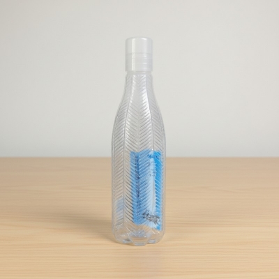 Picture of BPA Free Aqua Classic Plastic Water Bottle 1 Liter (1000ml) High Strength Clear Reusable & Odorless Food Grade Drinking Bottle with Infuser/Strainer Insert, Leak-Proof Cap, Chevron Texture Design, Ideal for Gym, Office, Travel, Kids & Adults.-Multicolor