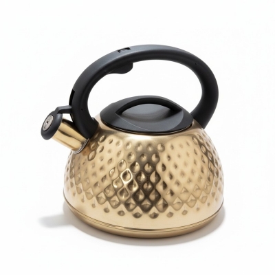 Picture of Whistling Tea Kettle, 3L Stainless Steel Stovetop Teapot with Cool Touch Ergonomic Handle and Unique Diamond Hammered Design, Premium Copper Finish Water Boiler for Gas, Electric, and Induction Stoves-Multicolor