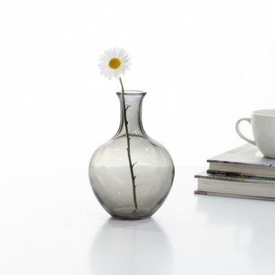 Picture of 6Large Smoke Grey Hand-Blown Glass Balloon Vase, Elegant Round Big Belly Decorative Bud Bottle with Slender Narrow Neck for Single Stems, Modern Aesthetic Centerpiece for Minimalist Living Room Home Decor Accent bla6-Multicolor