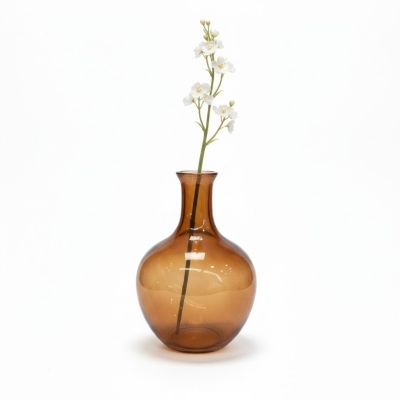 Picture of Large Smoke Grey Hand-Blown Glass Balloon Vase, Elegant Round Big Belly Decorative Bud Bottle with Slender Narrow Neck for Single Stems, Modern Aesthetic Centerpiece for Minimalist Living Room Home Decor Accent cili red-Multicolor