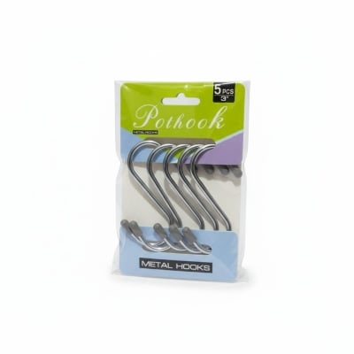 Picture of 5-Piece Set of Durable 3-Inch S-Shaped Metal Pothooks for Versatile Home Organization, Heavy-Duty Stainless Steel Hanging Hooks Ideal for Kitchen Utensils, Bathroom Towels, Garden Tools, and Space-Saving Closet Storage Solution-Multicolor