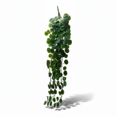Picture of Premium Artificial Hanging Vine Plant for home decoration features realistic green leaves and long trailing stems perfect for adding a natural touch to your indoor living spaces without any daily maintenance.-Green