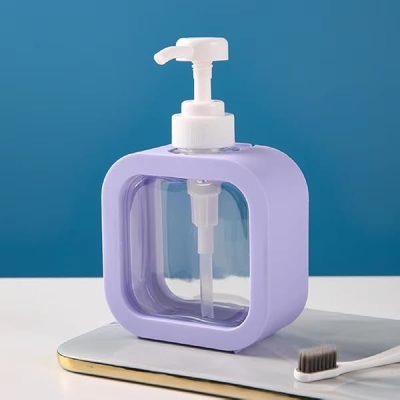 Picture of 300 ml Square Plastic Refillable Liquid Soap Dispense purple-Purple