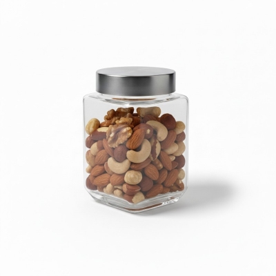 Picture of Large Square Glass Food Storage Jar with Airtight Brushed Stainless Steel Lid for Kitchen Organization, BPA-Free Clear Glass Canister for Storing Pasta, Flour, Sugar, Cereal, and Pantry Dry Goods Efficiently.-Multicolor
