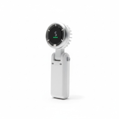 Picture of Portable Handheld Turbo Fan with LED Digital Display and 5-Speed Adjustable Wind Control for Quick Cooling During Outdoor Travel, Camping, Office Use, and Long-Lasting USB Rechargeable High-Capacity Battery Support.-Multicolor