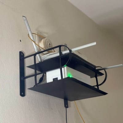 Picture of 1 pcs 2 layer Wall Mounted WiFi Router Storage Shelf Container Metal Stand for Home Office-Black