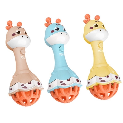 Picture of Animal Musical Rattle Stick Toy with Teether, Light & Sound | Giraffe Design Baby Toy | Safe for Infants | Random Color | Pack of 1-Multicolor