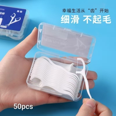 Picture of Professional Dental Floss Picks 50 Count Pack High Toughness Thin Thread Oral Care Toothpicks Portable Travel Case Design for Effective Plaque Removal Deep Cleaning Between Teeth and Healthy Gums Daily Use.-Multicolor