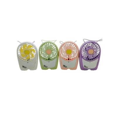 Picture of Hello Summer Portable Rechargeable Mini Fan with LED Light for Personal Cooling, Handheld USB Desktop Fan for Travel, Office, and Outdoor Use, High-Speed Silent Motor with Long-Lasting Battery Performance.-Multicolor