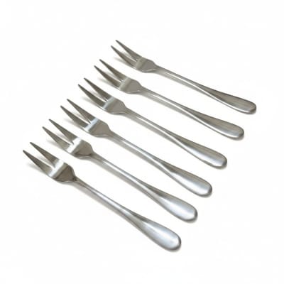 Picture of Premium Stainless Steel Two Prong Fruit Dessert Forks Set - Elegant Bistro Cocktail Appetizer Tasting Cutlery For Home Party Catering-Silver