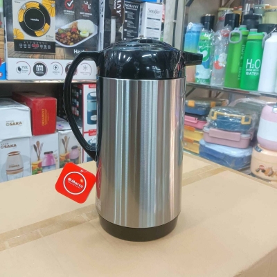 Picture of Regal 1L Flask - Double Wall Insulation, Leak-Proof Design, Stylish Silver Body, Glass Refill for Purity, Eco-Friendly Materials, Keeps Hot/Cold Drinks for 12-24 Hours, Convenient Plastic Handle-Multicolor