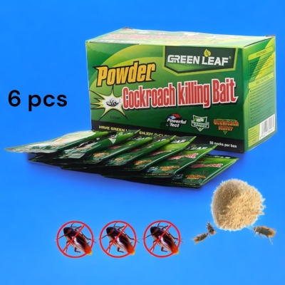 Picture of Green-Leaf-Cockroach-Killleer-Powder | 6-Pack Roach Bait | Powerful Pest Control | 5g Per Bag | Covers 150-200 sqm | Fast-Acting insec | Best Roach Repellent for Home & Kitchen | Easy to Use-Green
