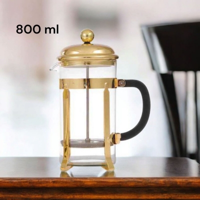 Picture of 800 ml French Press Coffee Maker, Glass Classic Coffee Press, Cold Brew Heat Resistant Thickened Borosilicate Coffee Pot-Multicolor