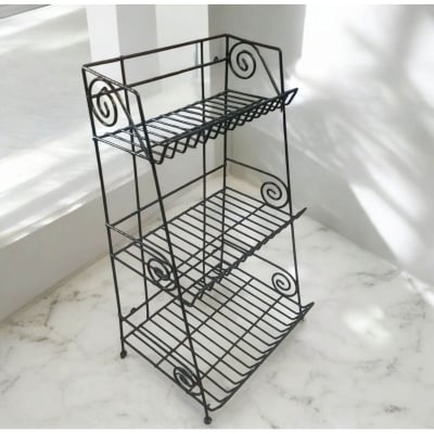 Picture of 3Tier Metal kitchen Spice jar rack for Indoor, kitchen tools Stand spice jar Rack Indoor Shelf Iron materials , size 14*11*25 inch-Black
