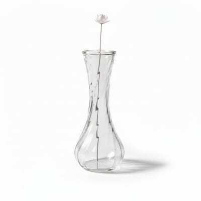 Picture of Elegant Clear Swirl Glass Bud Vase for Single Stem Flowers, Decorative Ribbed Small Glass Vase for Modern Home Decor, Wedding Centerpieces, and Office Tabletop Arrangements - 6 Inch Tall Vintage Style Glassware.-Multicolor