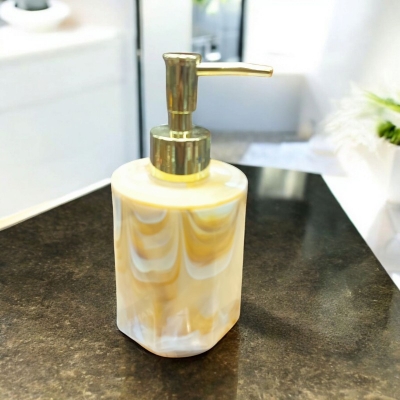 Picture of fiber plastics soap dispenser   Marble Texture soap Bottle for Bathroom Kitchen Home Hotel Accessories Dish yellow-Yellow