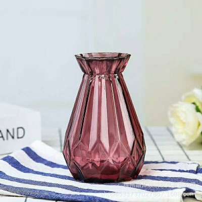 Picture of 1 pcs Vases for Flowers 7.87 Inch Transparent Glass Vase Modern Living Room Home Coffee Table Bedroom Study Office Decoration Vase Gift Transparent/pink/gray Vases for Decor Living Room-Multicolor