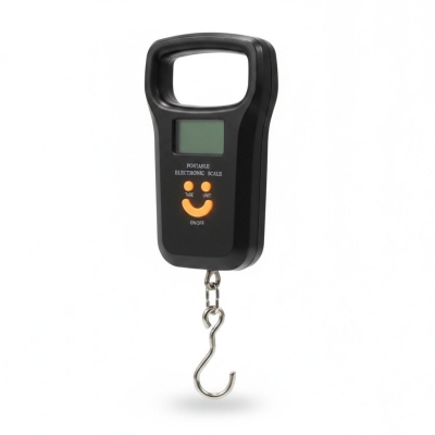 Picture of Portable Mini Electronic Digital LCD 50kg Weight Scale with Backlight for Luggage Travel and Kitchen Use features a Durable Stainless Steel Hook for Accurate Measurement and Lightweight Compact Design for easy Carrying.-Black