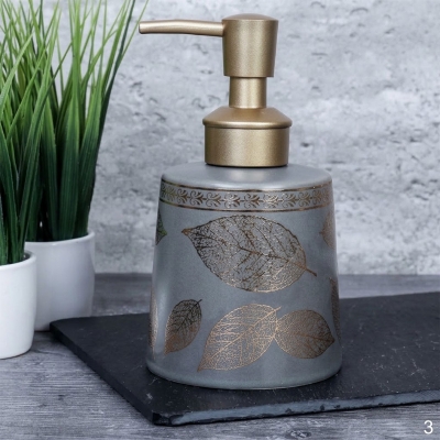 Picture of Golden Leaf Ceramic Liquid Soap Dispenser for Bathroom and Kitchen-Black